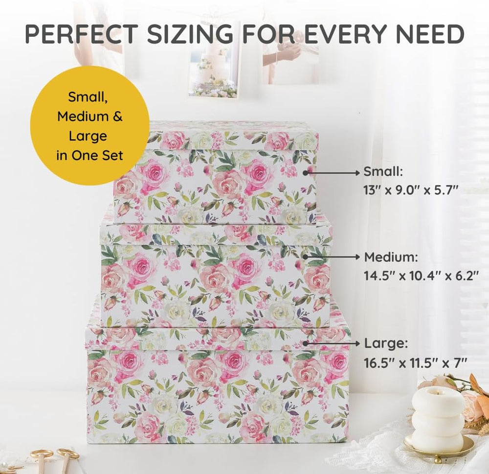 Soul & Lane - Summer Rose Decorative Storage Boxes with Lids, Set of 3