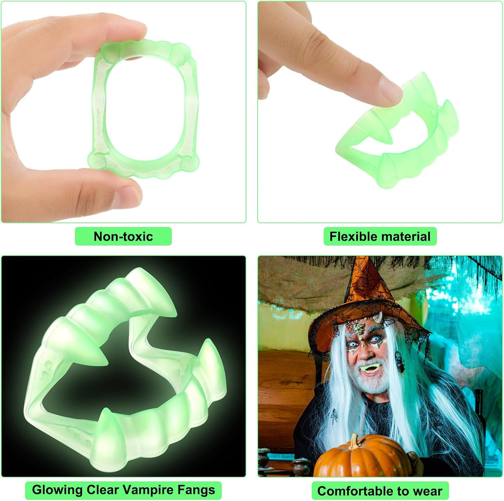 Lenwen 288 Pcs Halloween Glow in the Dark Vampire Fangs Bulk Plastic Teeth