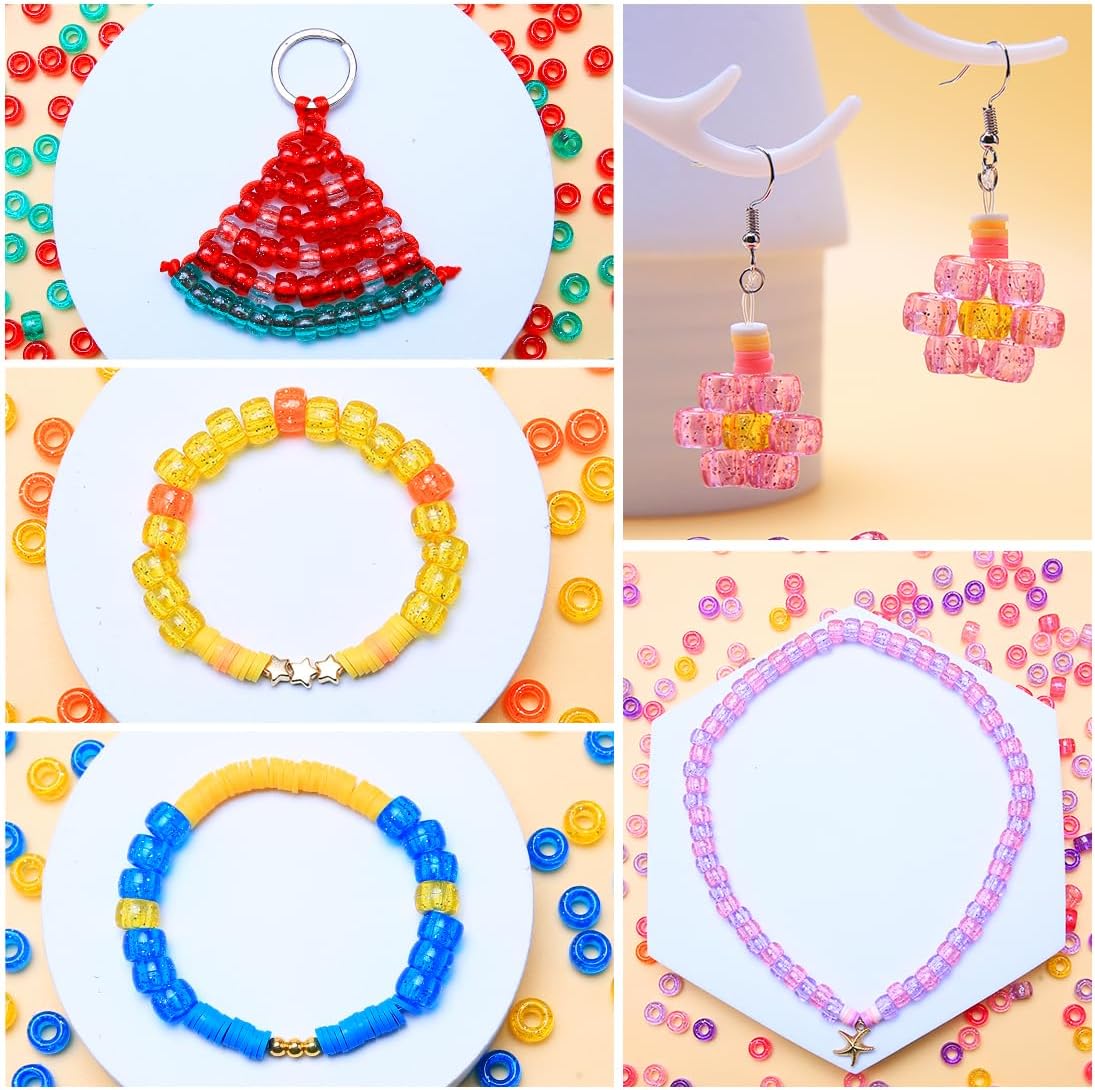 praisebank pony beads, 8000pcs 6x9mm, wholesale beads, bracelets showing dimensions