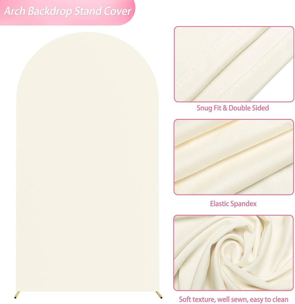 7.2FT Arch Backdrop Stand and Cover Set,Arch Stand with Ivory Cover