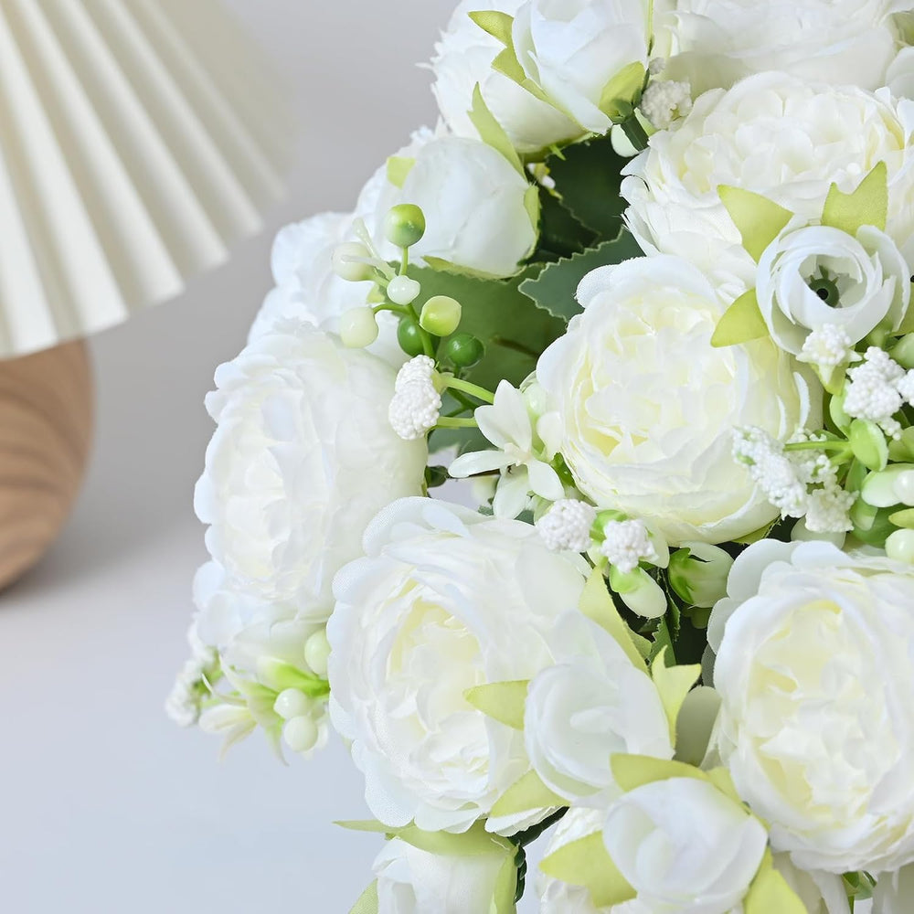 8 Packs Peonies Artificial Flowers, White Silk Flowers Artificial Peonies