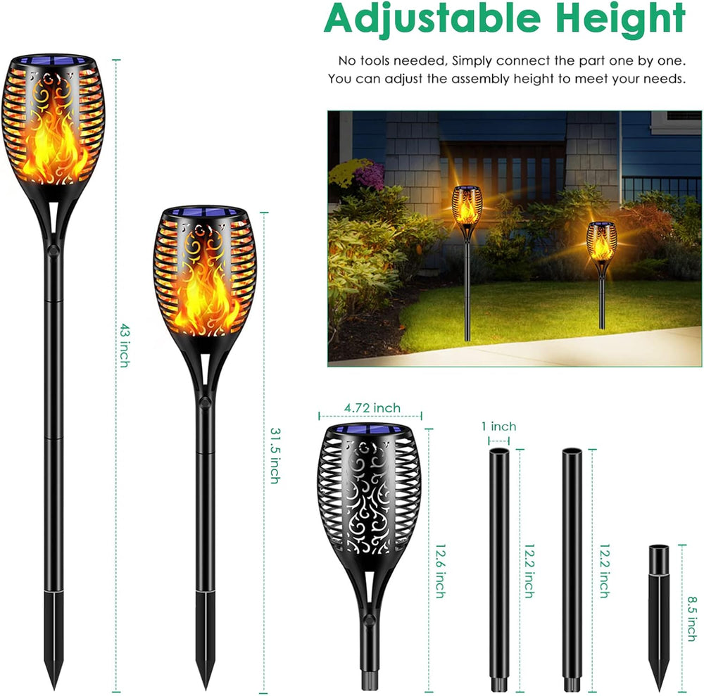 TomCare Flickering Flame Solar Torch Lights Outdoor, 43" Tall, 4 Pack