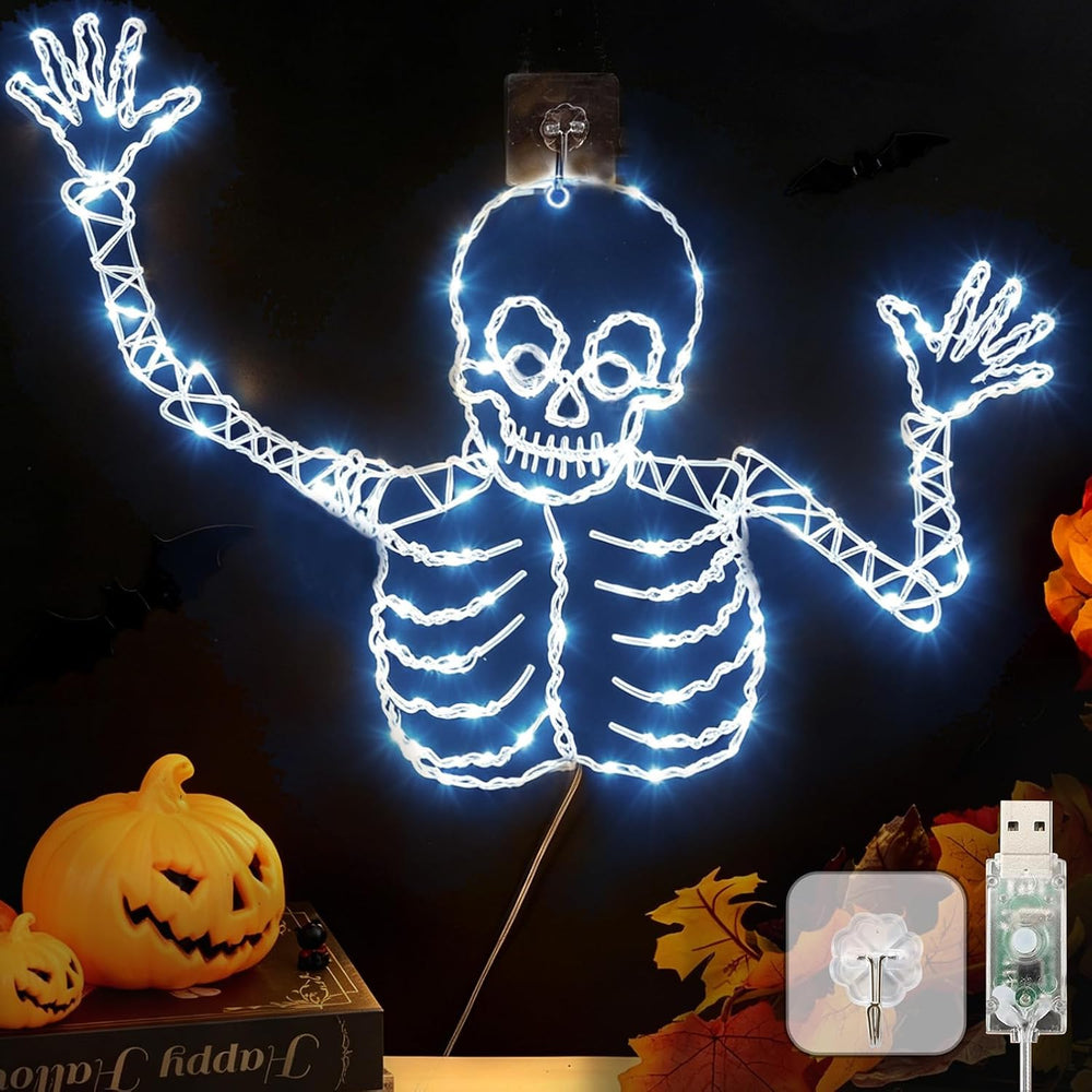 21Inch Halloween Skull Window Lights Skeleton Timer Window Light Decor