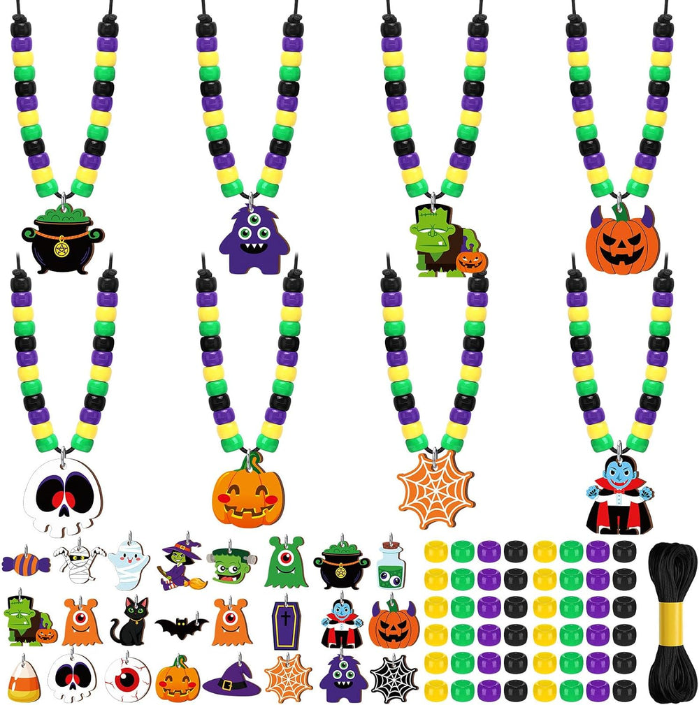 Ferreve 48 Sets Halloween Beads Necklace Making Kit, Craft Party Favor