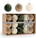 Velvet Ball Christmas Tree Ornaments Set, 30 Pack, Green/Brown, 3.15 in