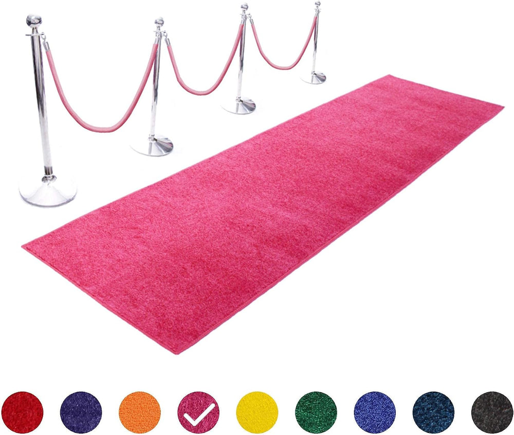 Pink Event Carpet Aisle Runner - Real Rug with Backing, Binding, 3X10 Ft