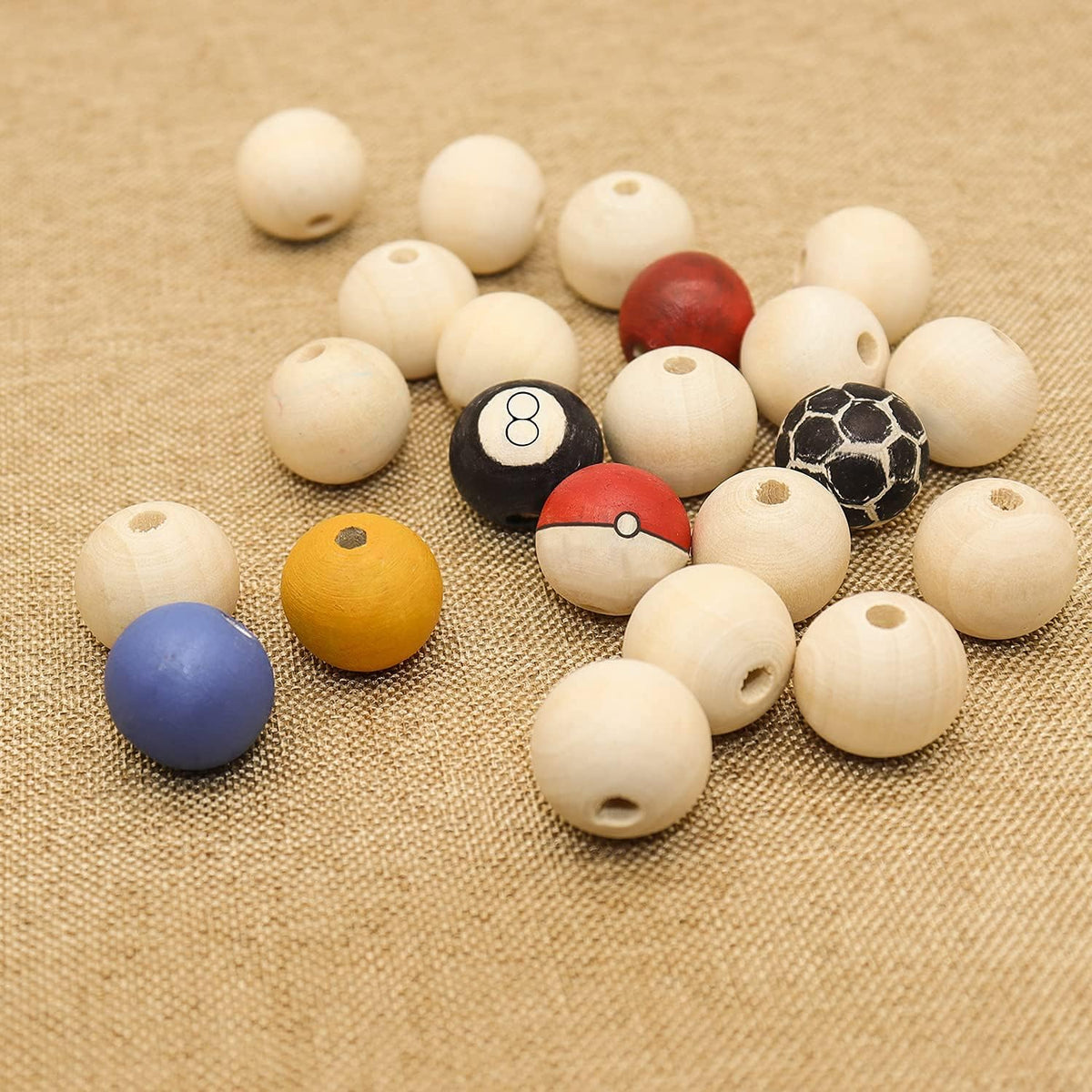 thyssen 1000pcs 20mm beige wooden round beads for, side view