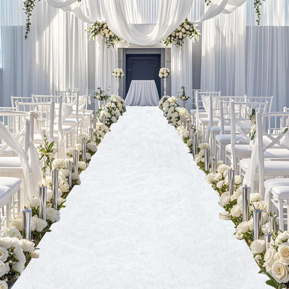 FOTSHARER White Aisle Runner for Wedding Velvet Aisle Runner Rug 4FTx15FT Wed...