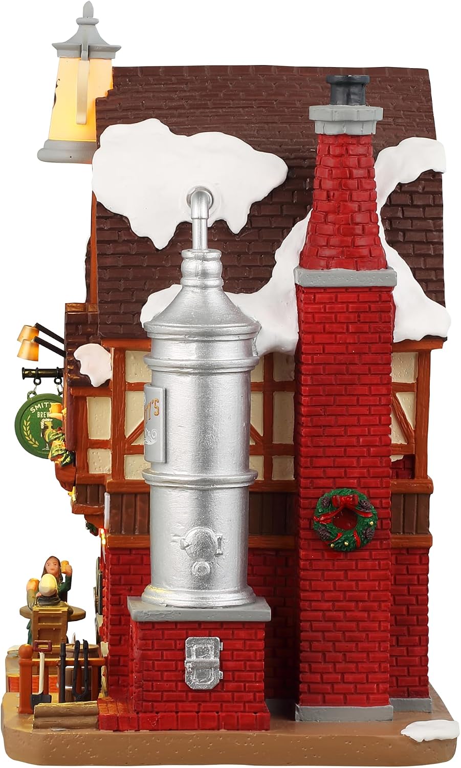 lemax smitty's brewery, battery-operated(4.5v), lighted buildings, #45223, close-up detail