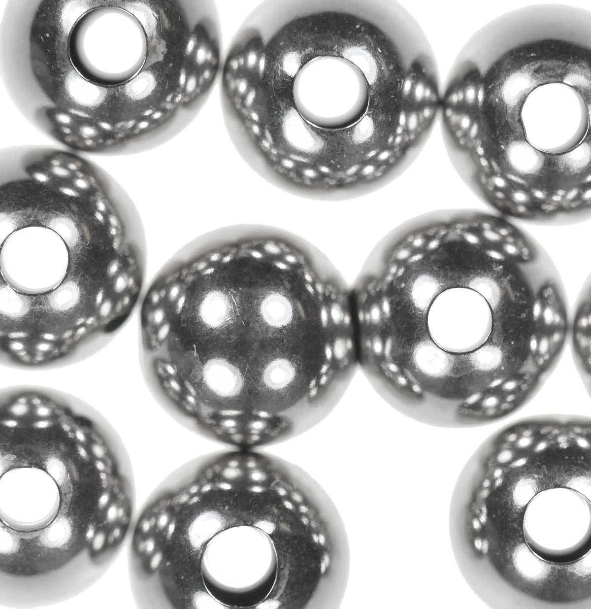 uGems 14K White Gold 3mm Hollow Smooth Beads (10 pcs)