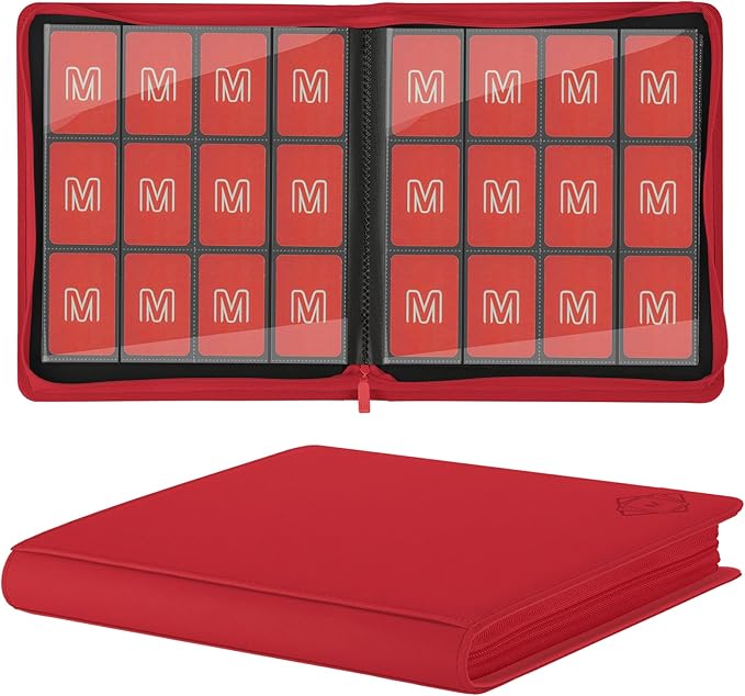Premium Card Binder 12 Pocket for 720 Pockets Trading Card Binder, PU Zipper Card Collection Album, Sturdy Side-Loading Card Book Holder for MTG, TCG, Game Cards, Sports Cards
