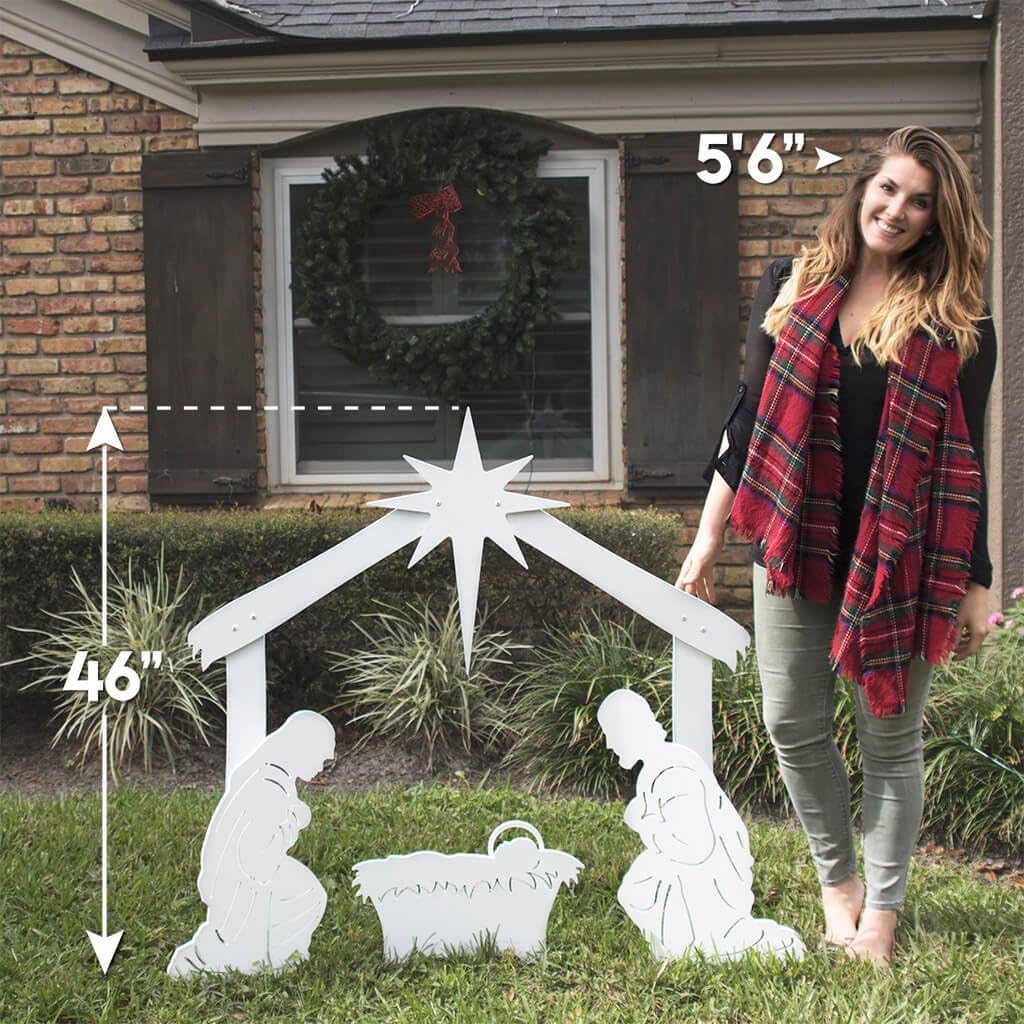outdoor nativity scene - holy family yard nativity, side view