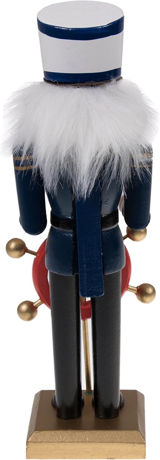 clever creations captain 8 inch traditional wooden nutcracker, close-up detail