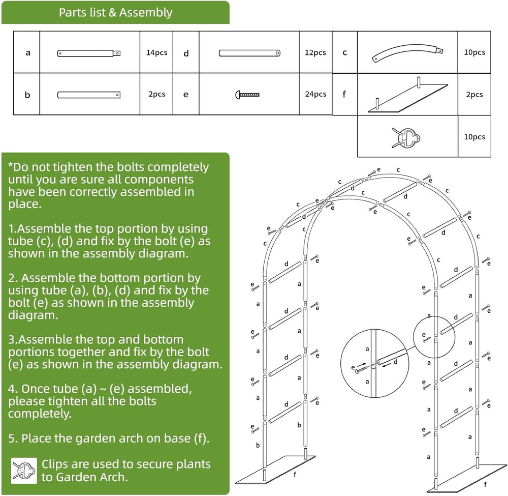 Thickened Metal Garden Arch with Detachable Base, 16mm Rust-Resistant Archway...