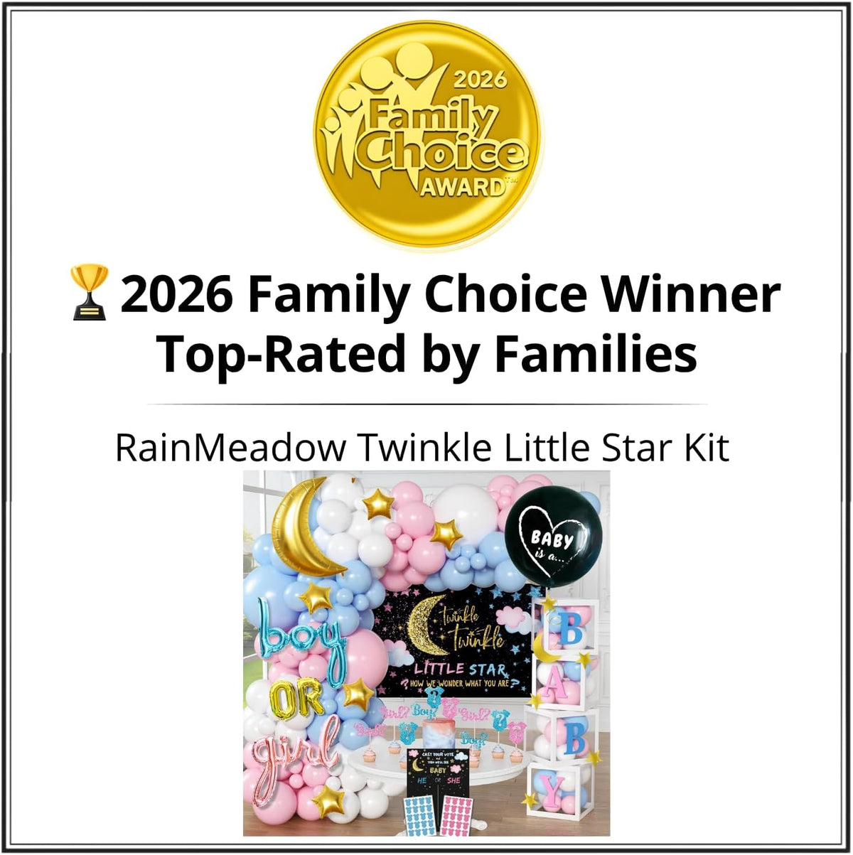 191 Pc Twinkle Twinkle Little Star Gender Reveal Decorations, Boy or Girl
