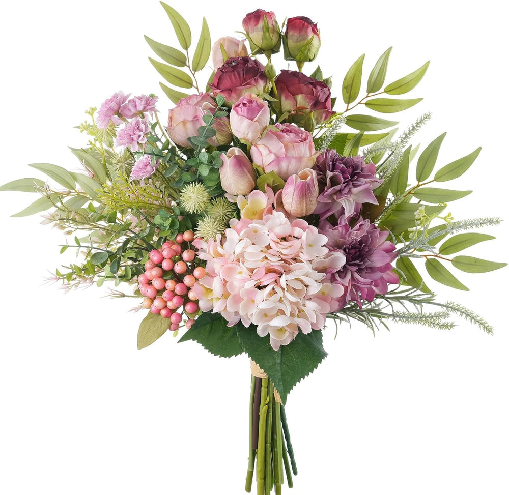 18-inch Artificial Fake Flowers Silk Flower Arrangements Faux Bouquets with R...