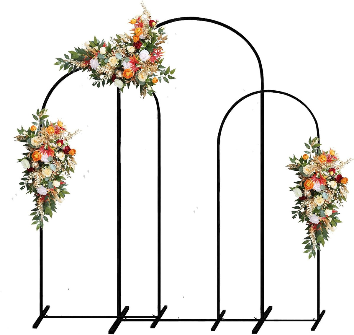 Metal Wedding Arch Backdrop Stand,3-Piece Arch Backdrop Stand for Wedding Ceremony Bridal Party Birthday Party Balloon Arch Decoration(Black)