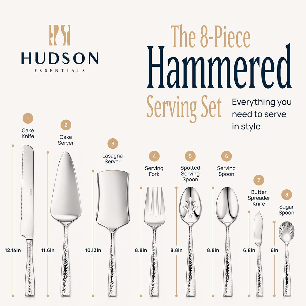 Hudson Essentials Hammered 18/10 Stainless Steel Hostess Serving Utensil Set,...