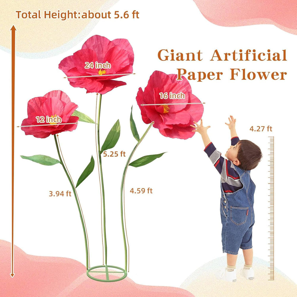 5.9 Ft Large Paper Artificial Flowers, Giant Flowers for Decoration