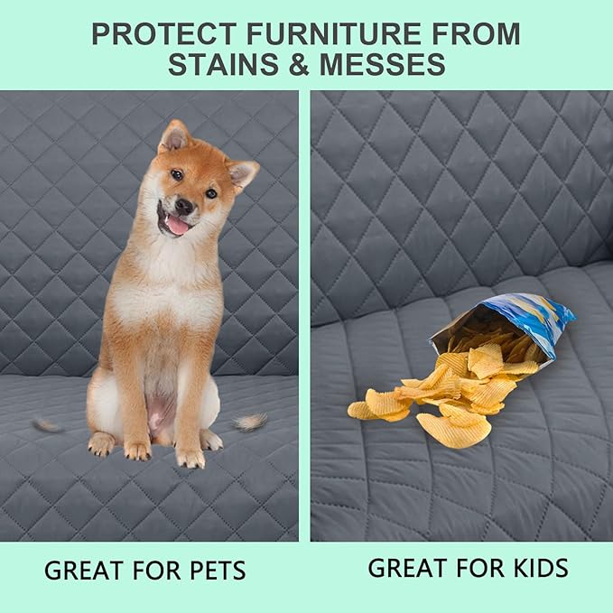 Recliner Chair Covers Reversible Sofa Cover Couch Cover for Pets Lazy Boy Furniture Protector(23''Chair,Dark Blue/Dark Blue)