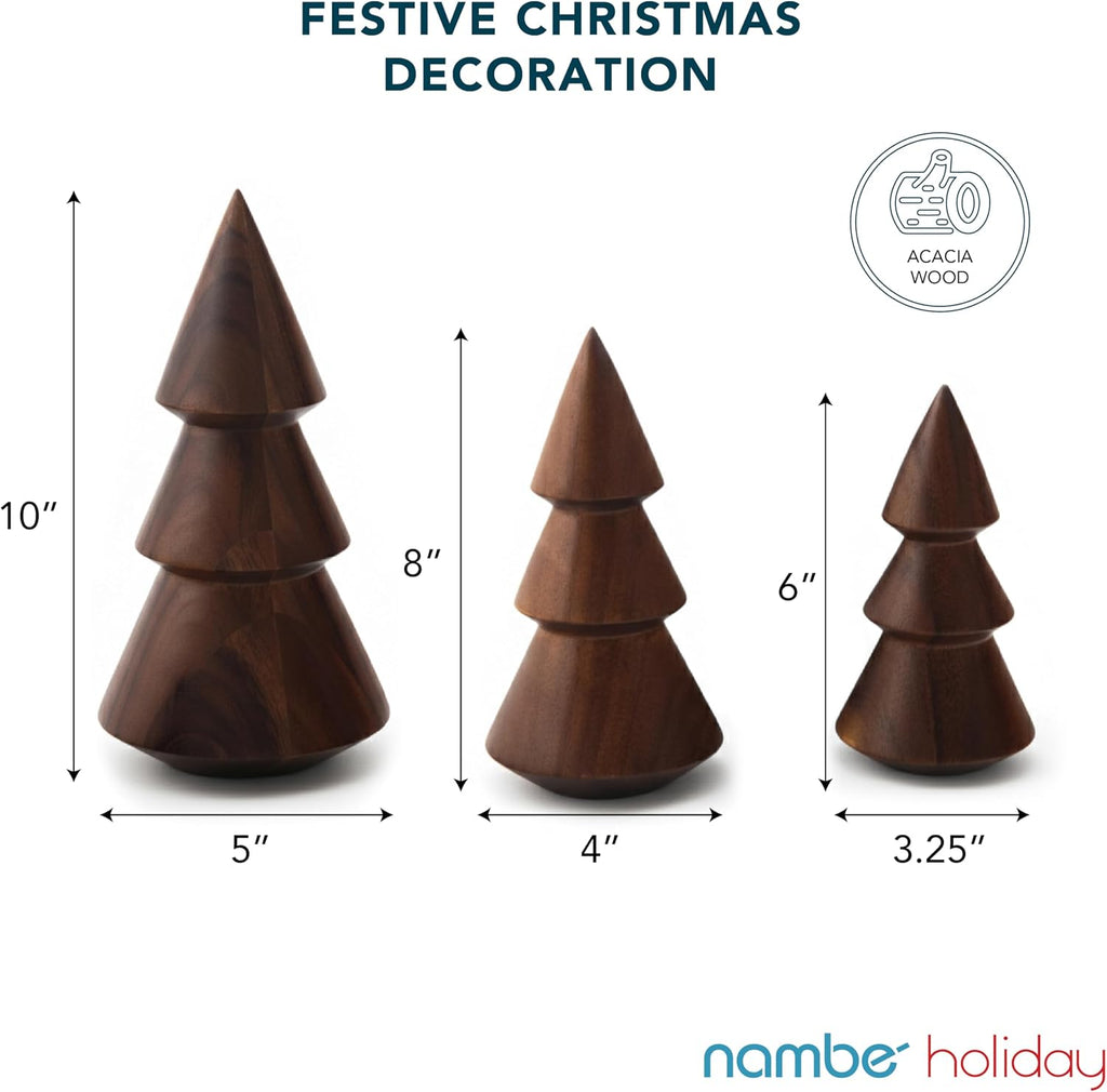 nambé acacia tree set – handcarved wooden sculptures shown in use