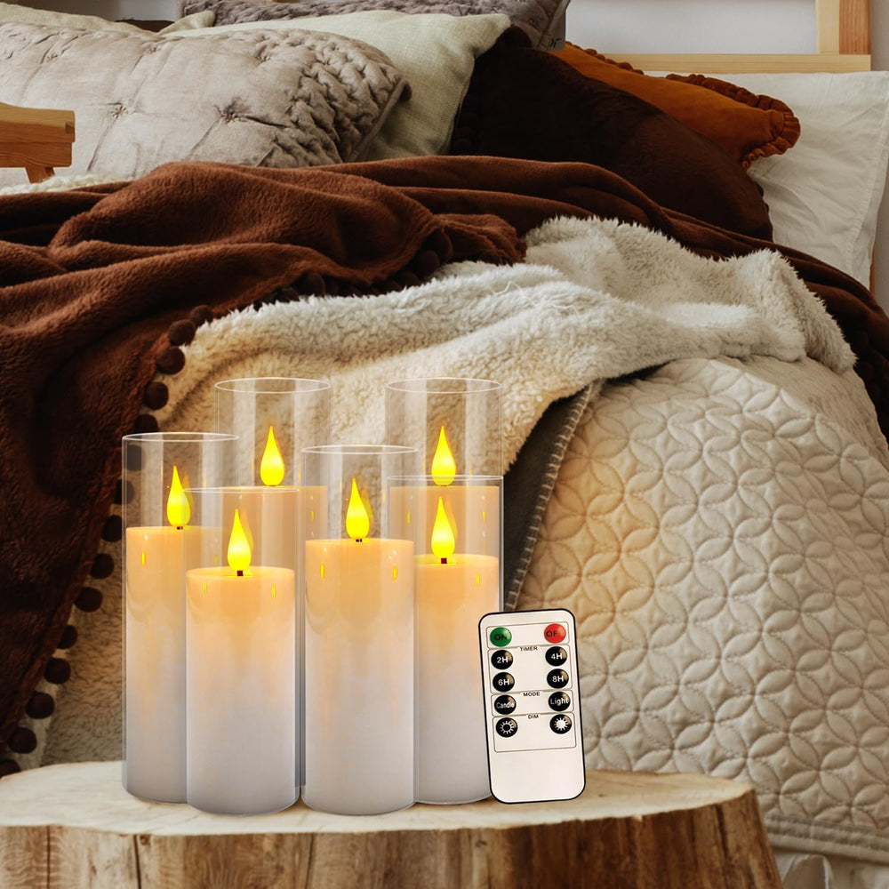 24 Pcs Acrylic LED Flameless Candles with 4 Remote,White,Flickering, Clear, S...