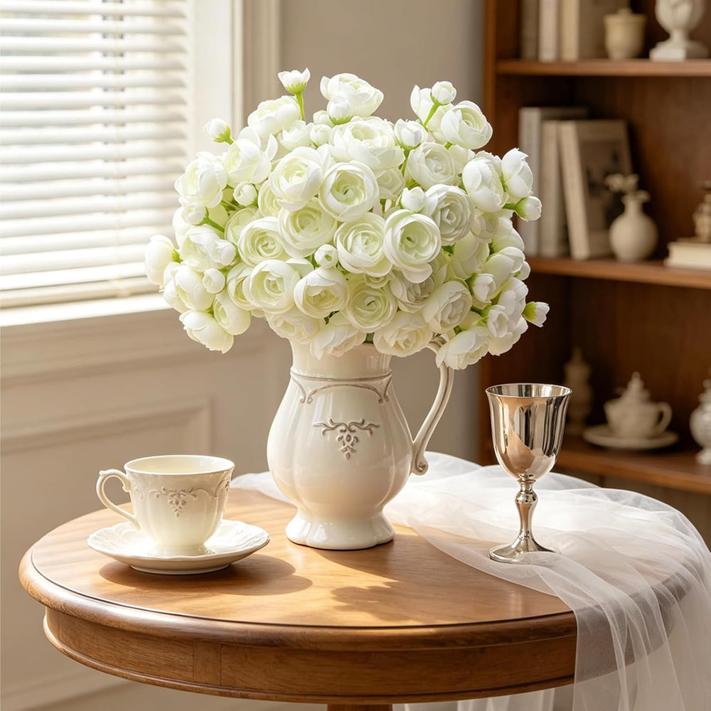 32Pcs Ivory White Ranunculus Artificial Flowers DIY Home Wedding