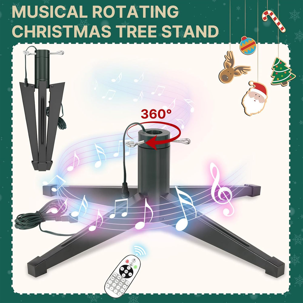 7.5FT Rotating Pre-Lit Artificial Full Christmas Tree with Remote