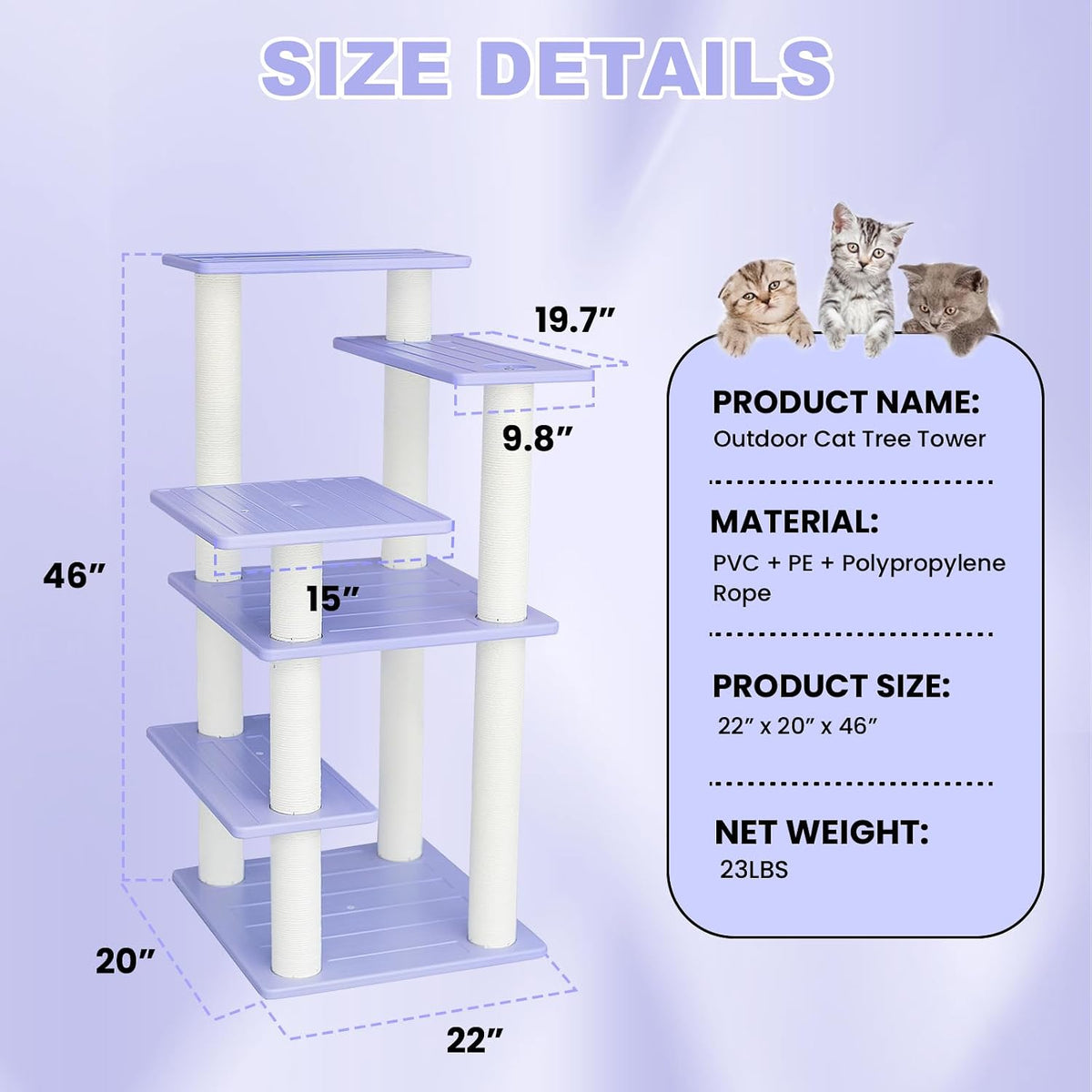 46in 5-level cat tree,indoor&outdoor large cat tower with, package contents