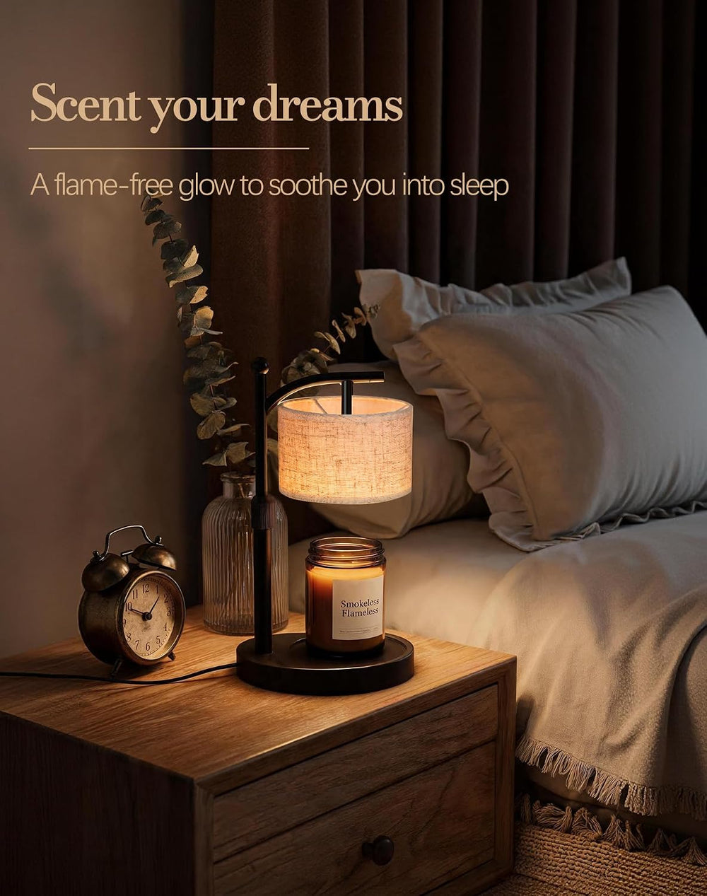Adjustable Height Candle Warmer Lamp with Timer & Dimmer with 2 Bulbs
