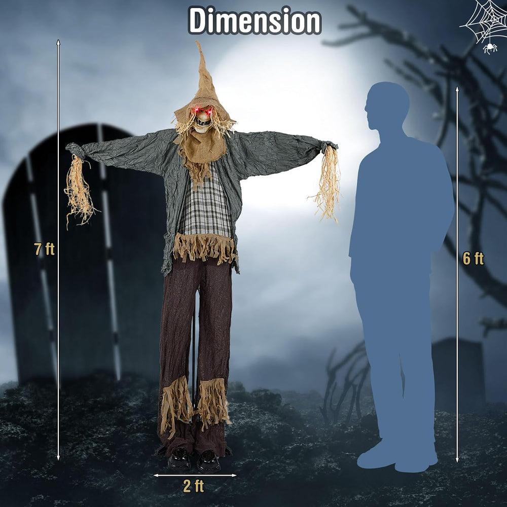 Moccha Standing Scarecrow Halloween Decorations - 7 FT Sound-Activated Ghost ...