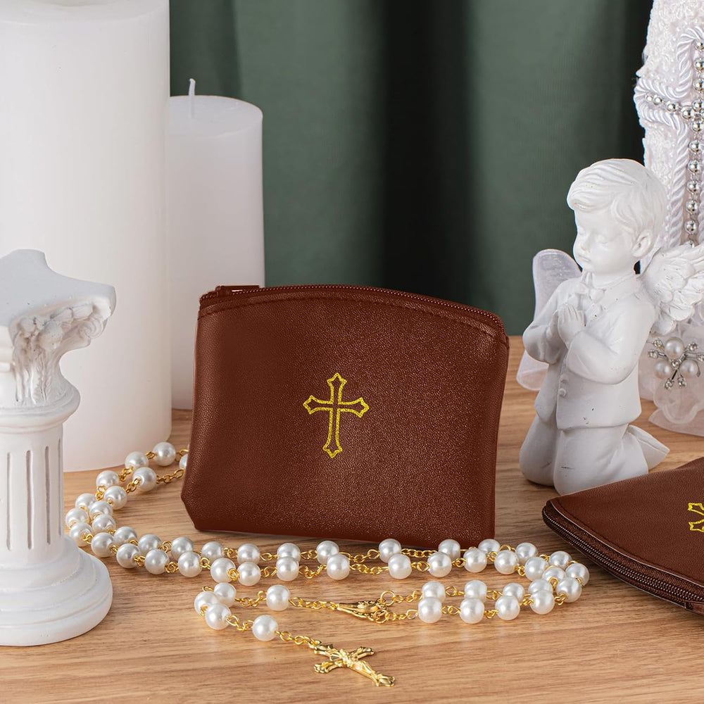 Shinylin 30 Pcs Rosary Pouches with Zipper Catholic Rosary Cases 4 x 3 Inches...