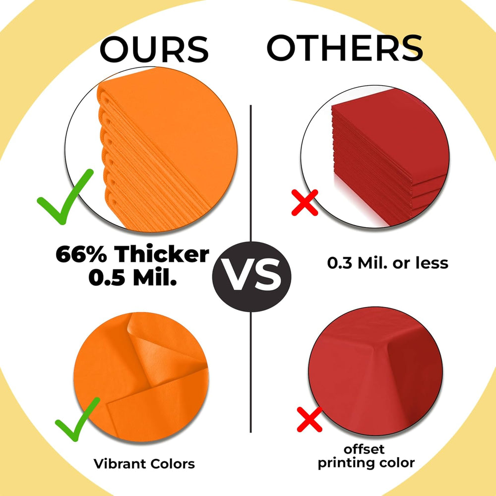 Exquisite 66% Thicker Orange Round Tablecloth 84" - 48 Pack