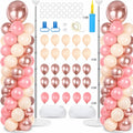 2 Sets Adjustable Balloon Column Stand Kit with Bases（ Rose Gold）
