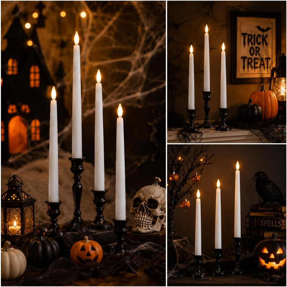 20 Pcs LED Flameless Taper Candles with Remote Timer, 9.65", White