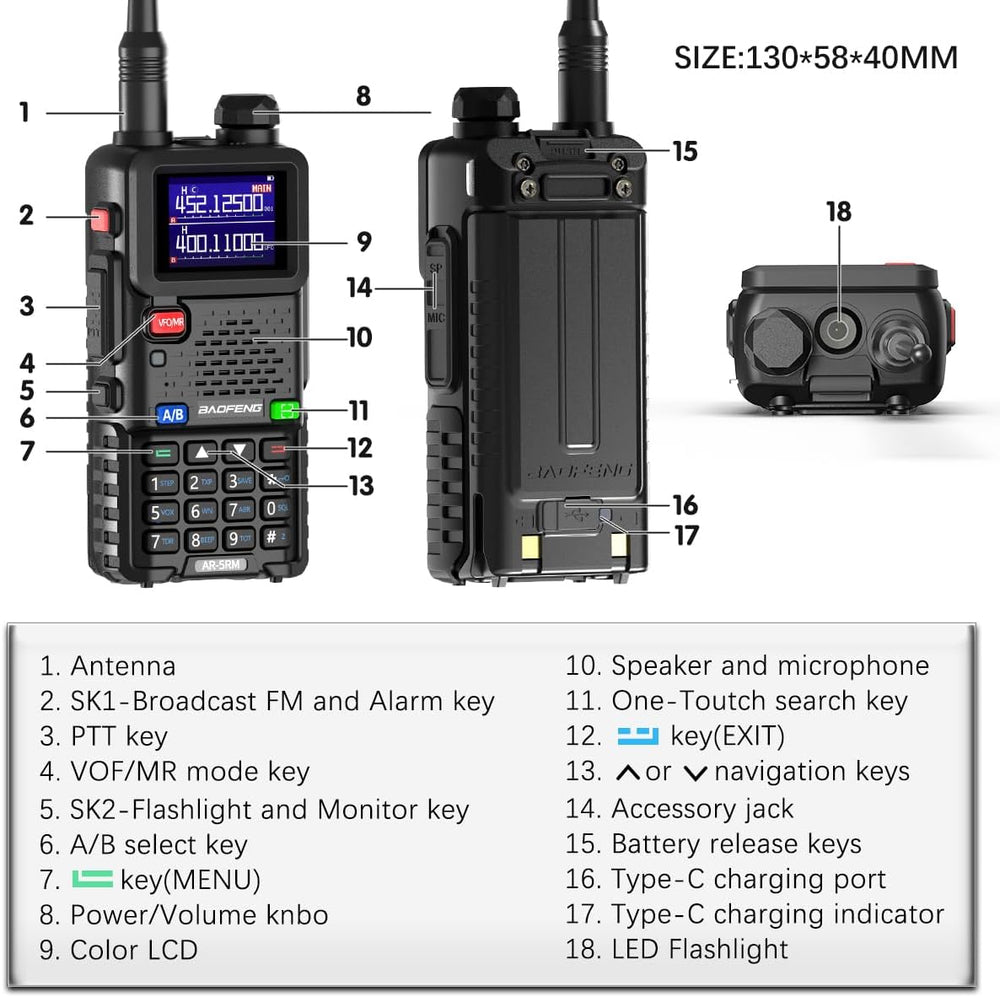 Ham Radio Baofeng Radio 5RM 10W Long Range Handheld AR-5RM Two Way Radio UV-5...