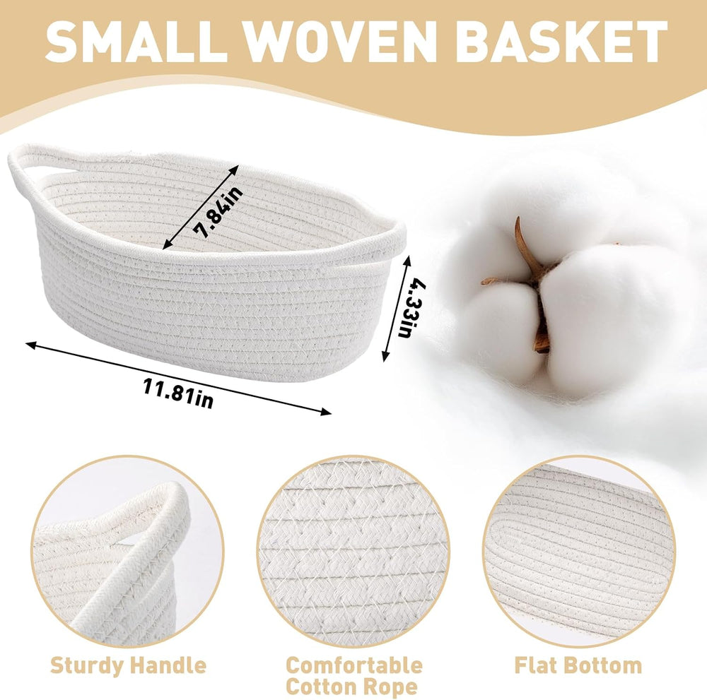 Small Woven Gift Baskets, 12 Pack White Rope Baskets with Gift Bags