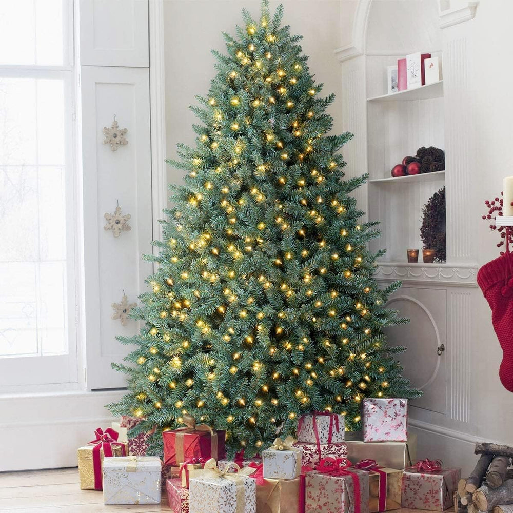 OasisCraft 6ft Pre-lit Christmas Tree Hinged Blue Spruce Artificial Christmas...