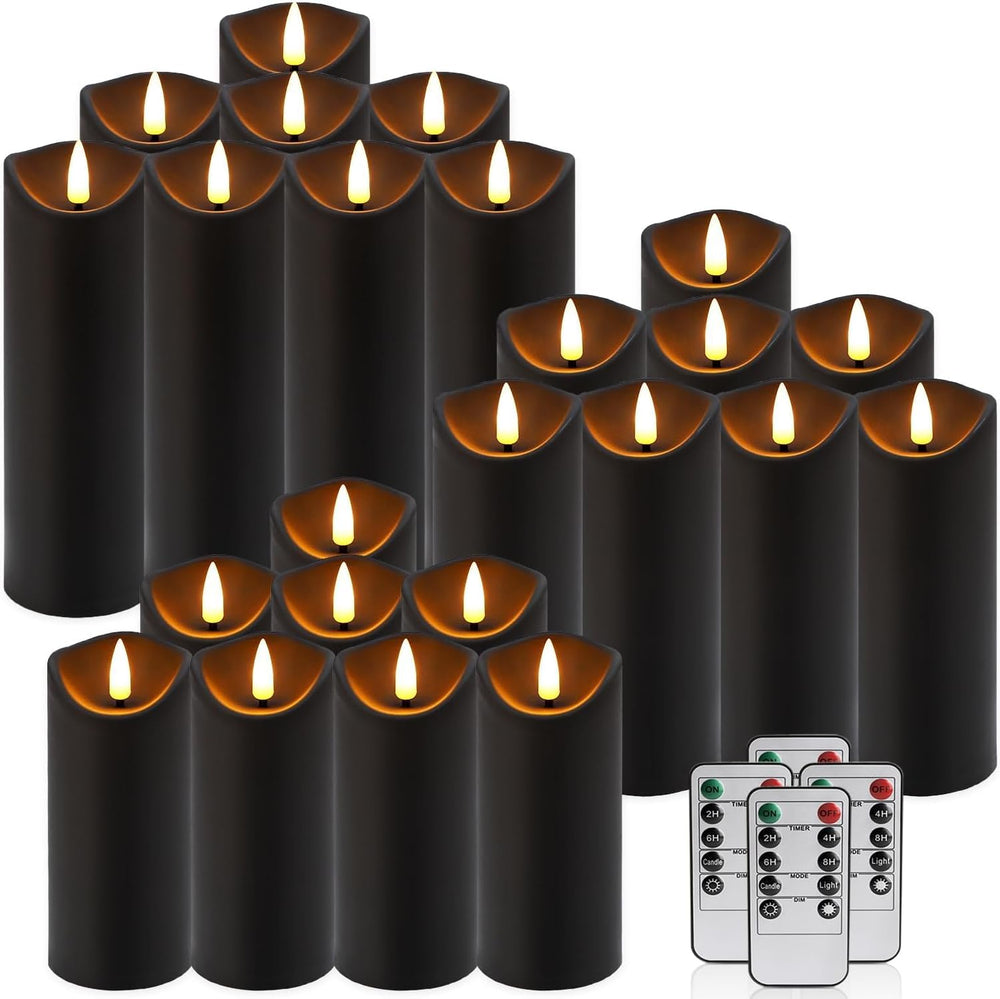 24 Pack Black Halloween Decoration Flickering Flameless Candles(D2.2 xH 5&quo...