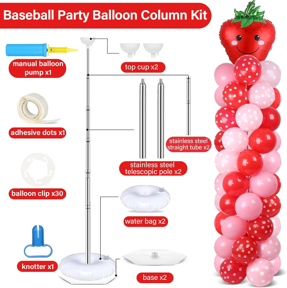 2 Sets Strawberry Balloon Column Stand Adjustable Strawberry Balloon Decor