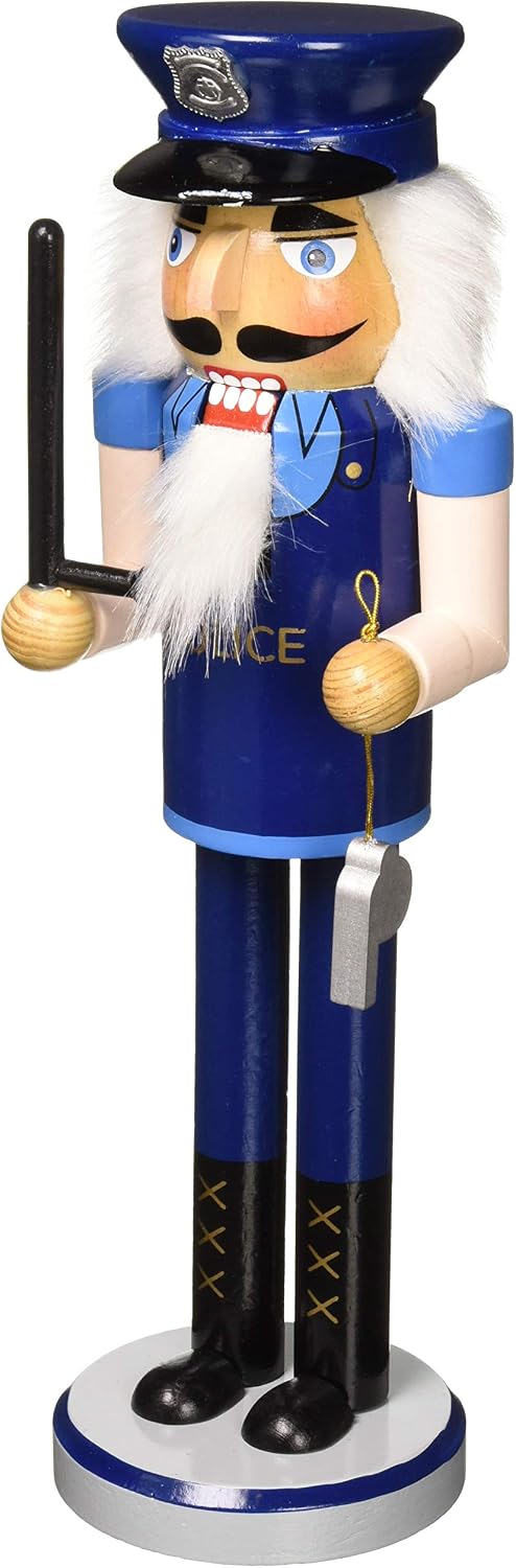 santa's workshop 70060 policeman nutcracker, 14" tall, blue/black shown in use