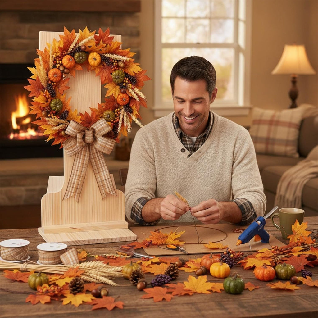 12'' wood wreath easel stand holder board for, package contents