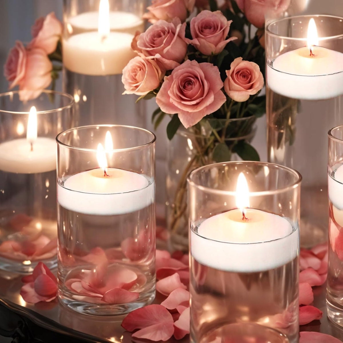 3 inch White Floating Candles, 48 Pack Unscented Floating Candle,8-9 Hours Burning Floating Candles for Centerpieces, 3“ Water Candles for Cylinder Vases, Wedding, Party