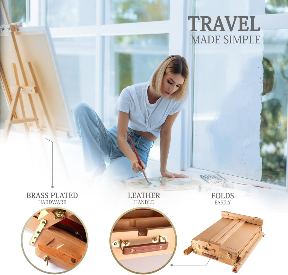 163-piece french easel painting set | all-in-one deluxe on a desk or shelf