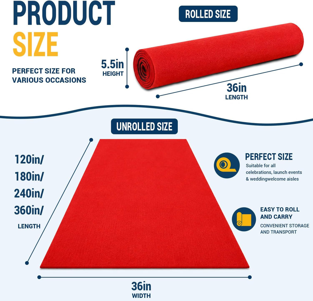 Red Carpet Runner for Party,3x20 Feet Non-Slip Waterproof Aisle Runner Carpet...