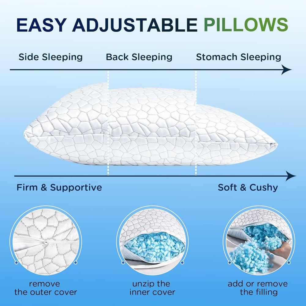 SUPA MODERN Cooling Pillow Queen Size Set of 2, CertiPUR-US Shredded Memory F...