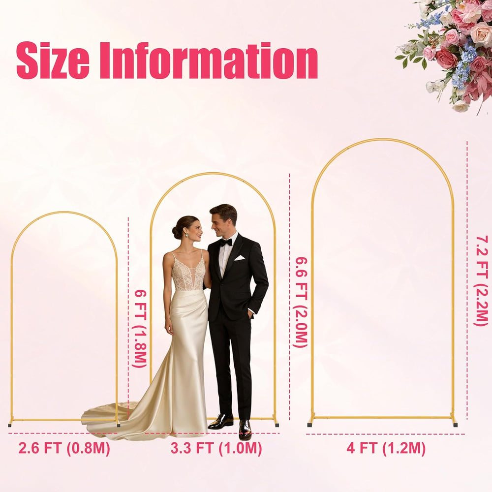 3 Pack Arch Backdrop Stand(7.2FT/6.6FT/6FT) Balloon Arch Stand