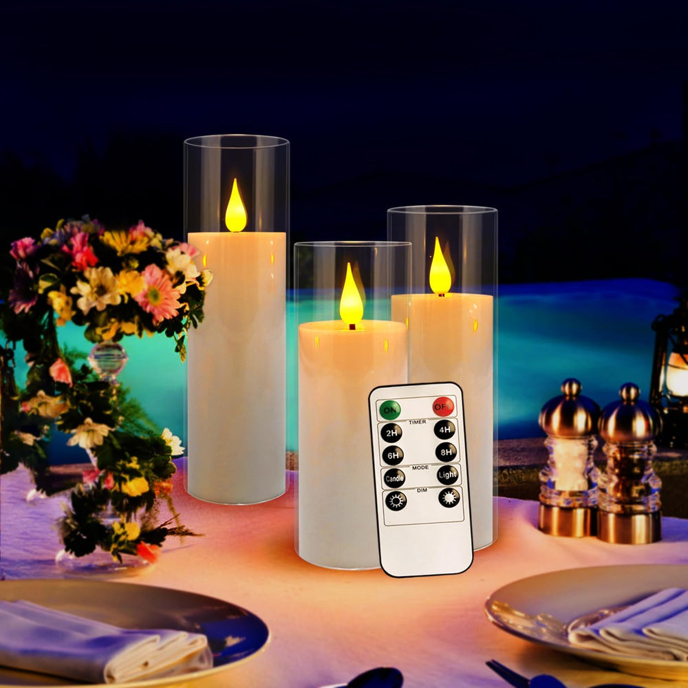 24 Pcs Acrylic LED Flameless Candles with 4 Remote,White,Flickering, Clear, S...