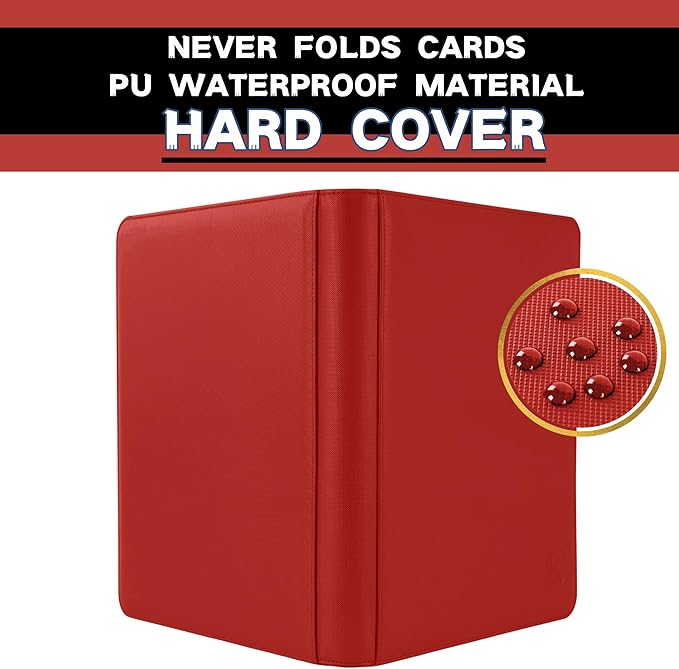 1600+ Pockets Trading Card Binder, 16-Pocket Card Ablum Compatible with MTG,Sports Cards & Other Standard Size Trading Card (RED)