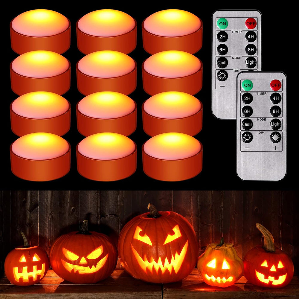 Riakrum 12 Pcs Pumpkin Lights with Remote & Timer, Orange